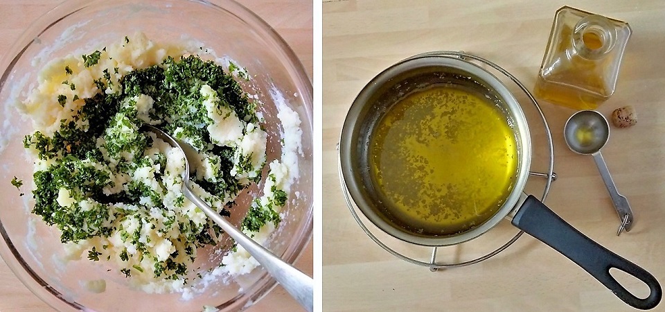 Chopped_parsley_garlic_and_olive_oil_being_added_to_mashed_potato