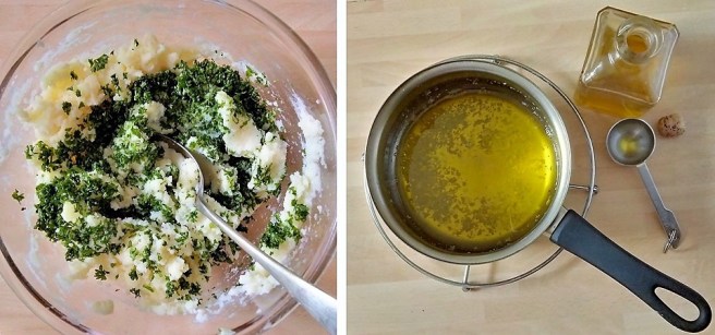 Chopped_parsley_garlic_and_olive_oil_being_added_to_mashed_potato
