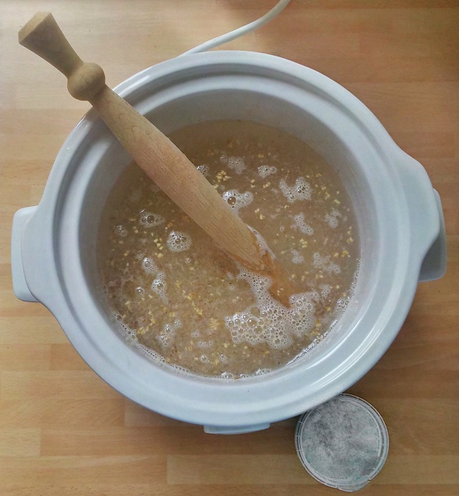 Slow-cooker_with_oatmeal_water_and_salt