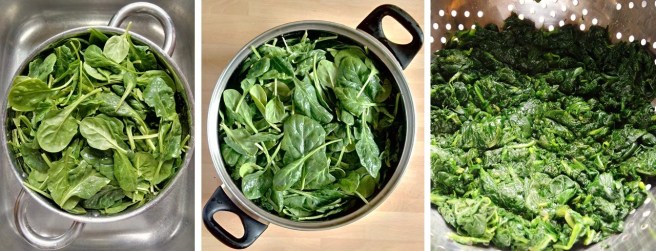 Rinsing_cooking_and_staining_fresh_spinach