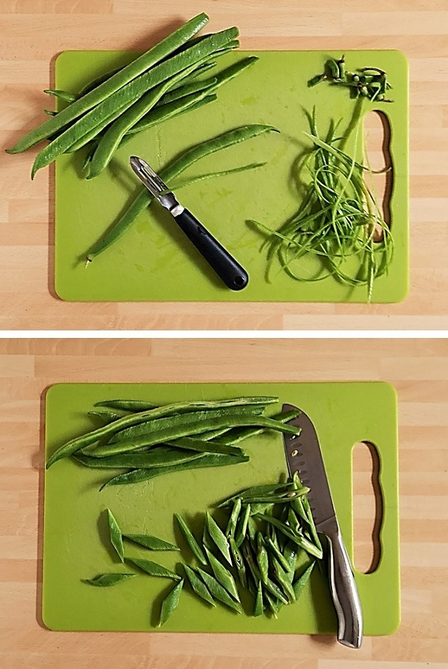 TRimming_and_chopping_home-grown_runner_beans
