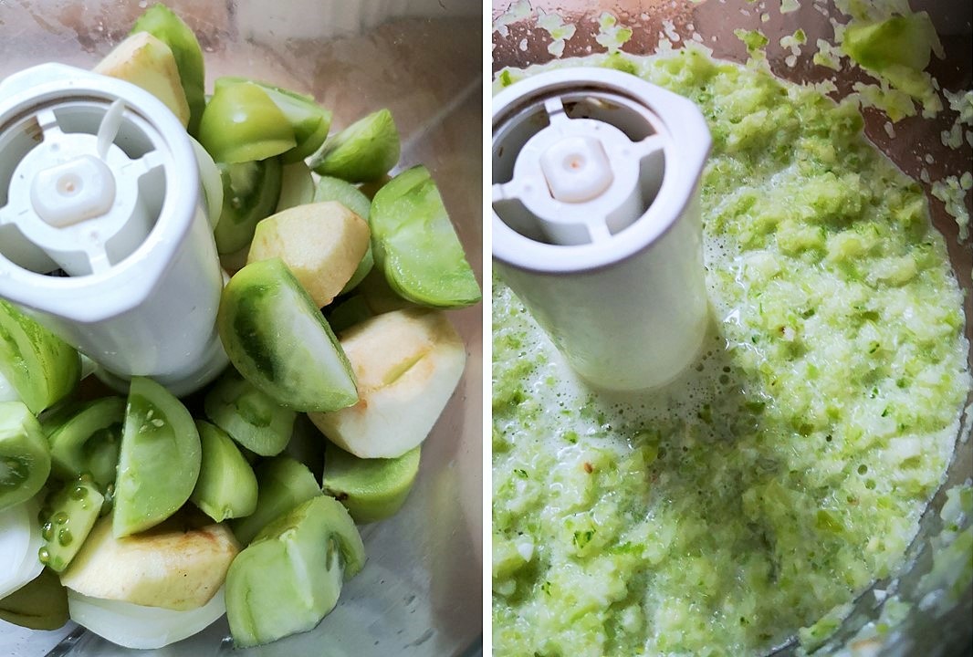 Processing_ingredients_for_green_chutney