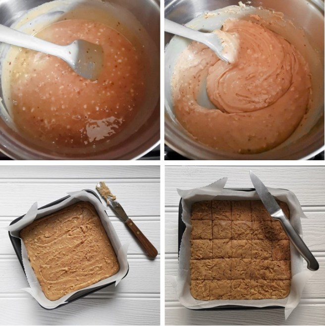 Steps_showing_fudge_texture_and_setting_in_tin