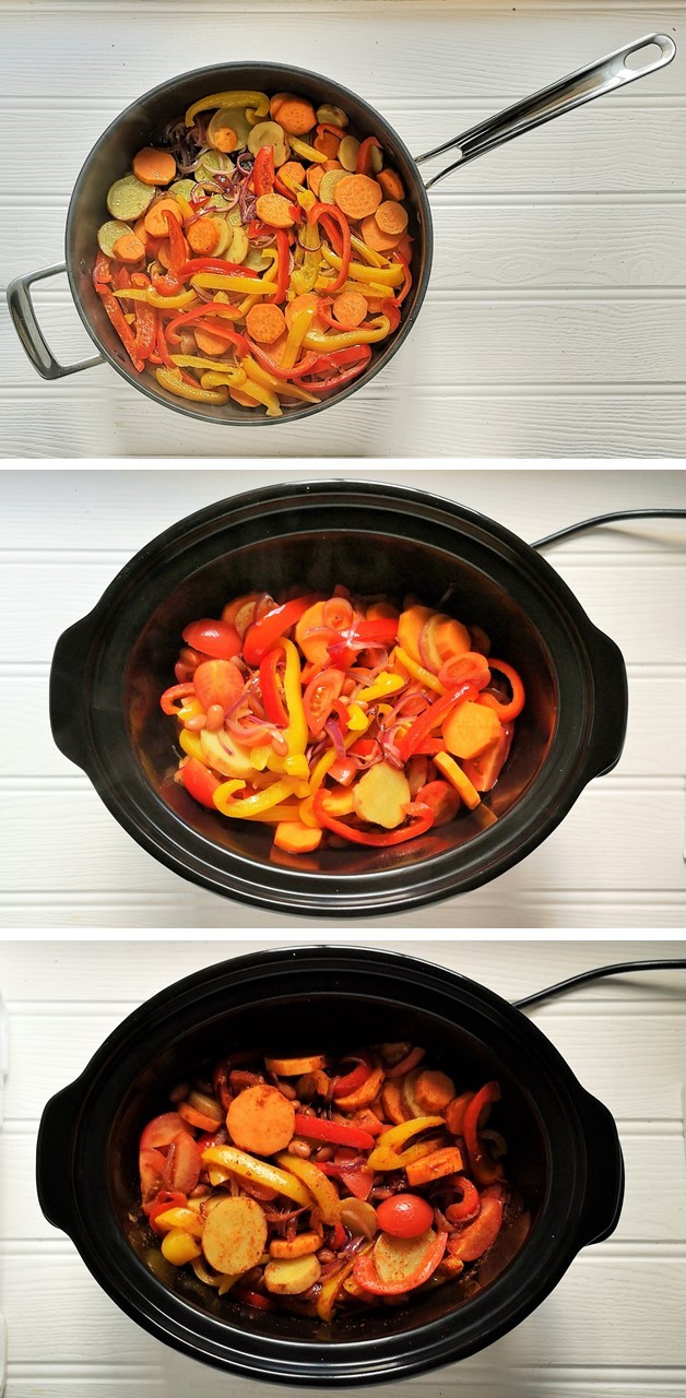 Preparing_and_cooking_vegetables and beans_for_hash