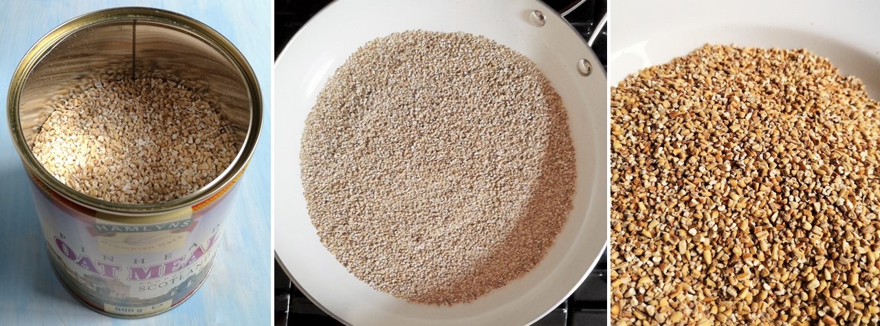 Scottish_oatmeal_in_a_tin;_toasting_oatmeal,_and_toasted_oatmeal