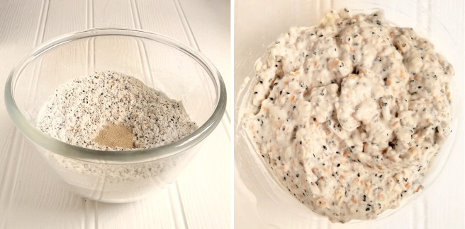 Dry_gluten-free_bread-making_ingredients_and_mixed_with_oil_and_water