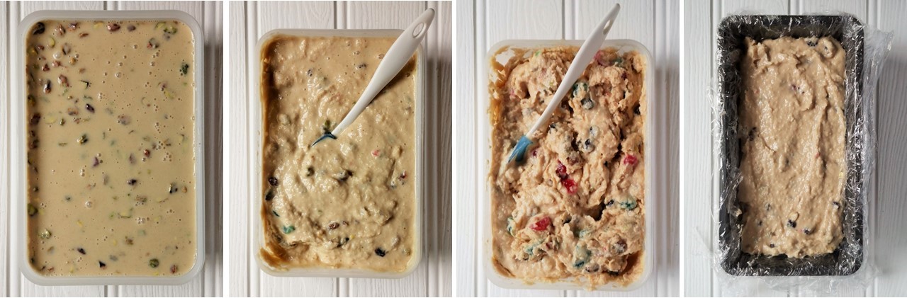 4_steps_showing_freezing_process_of_tutti_frutti_semifreddo