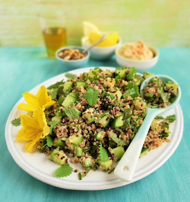 Platter_of_home-made_quinoa_tabbouleh_with_cucumber_and_herbs