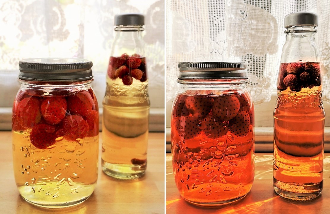 Maturing_strawberry_vinegar_on_a_windowsill