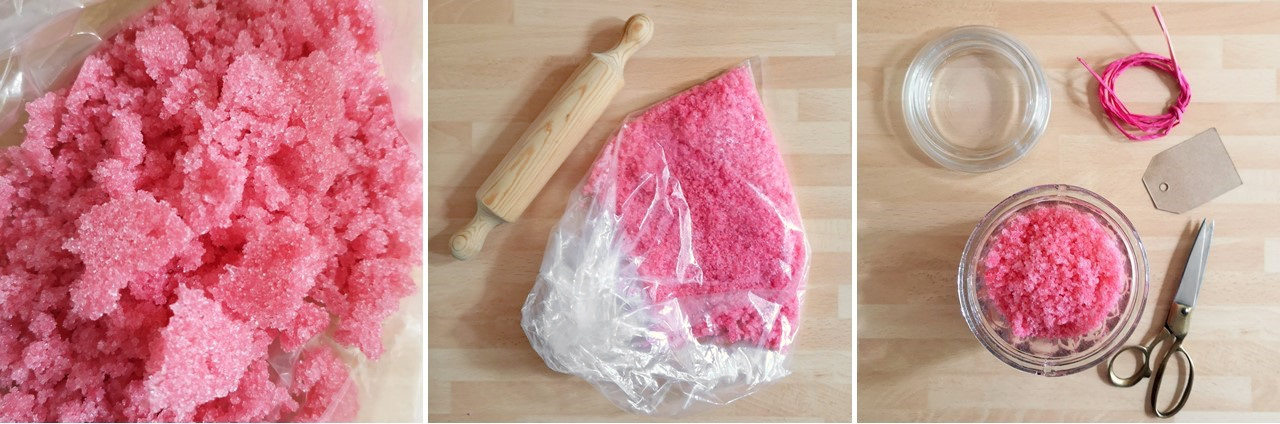 Steps_7_to_9_crushing_and_storing_homemade_raspberry_sugar