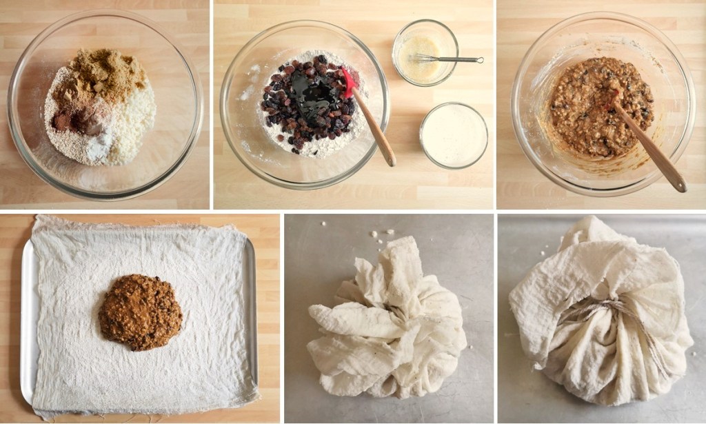 Making_the_dumpling_mix_and_tying_up_in_cloth