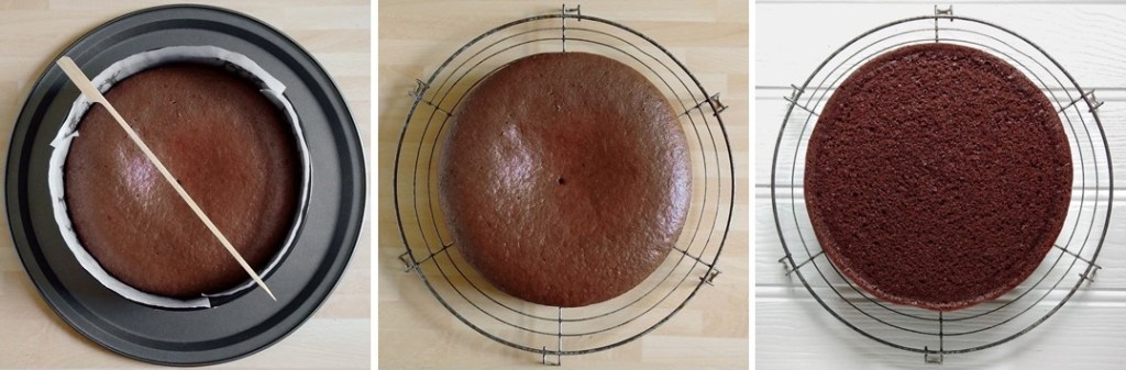 3_steps_showing_the_baked_chocolate_cake