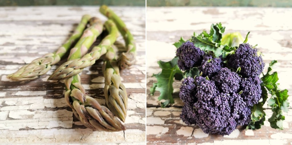 Close-up_on_British_asparagus_stems_and_a_head_of_purple_sprouting_broccoli