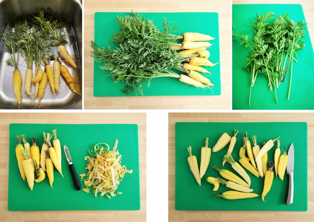 Preparing_carrots_tops_and_peelings_for_cooking