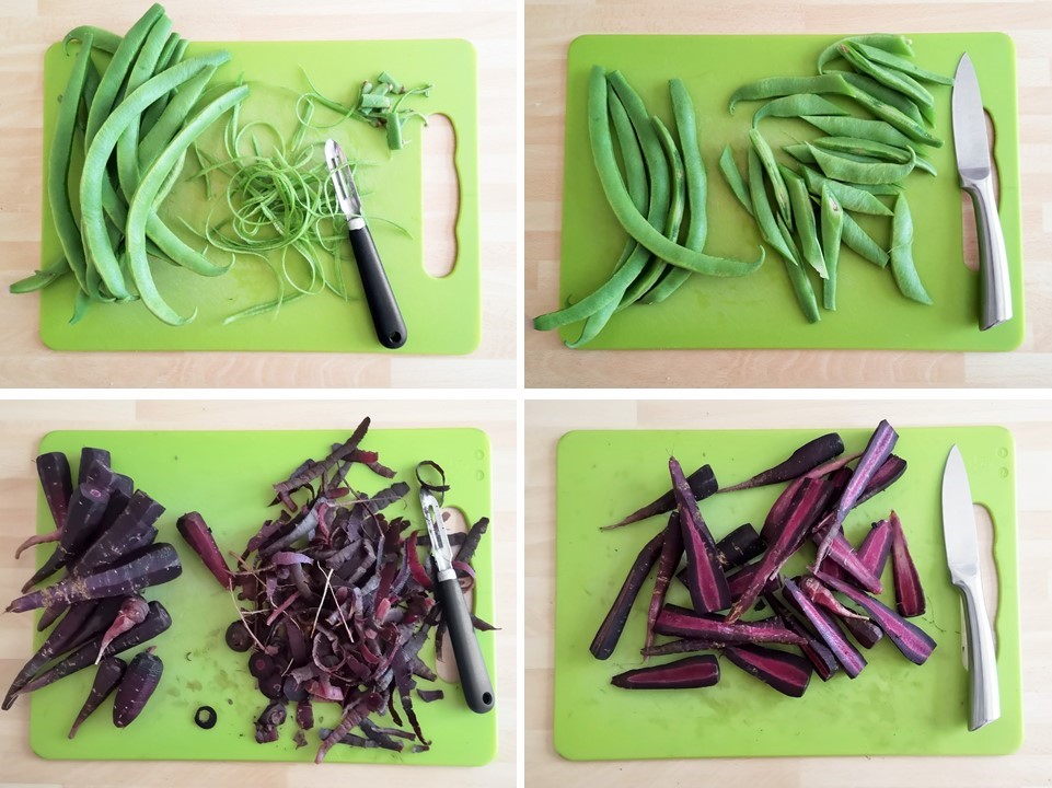Preparing_homegrown_runner_beans_and_small_purple_carrots