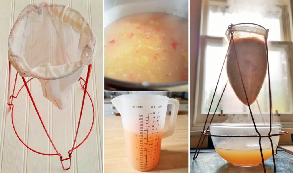 Jelly_bag_showing_straining_collected_juice_from_cooking_apples_and_vegetables