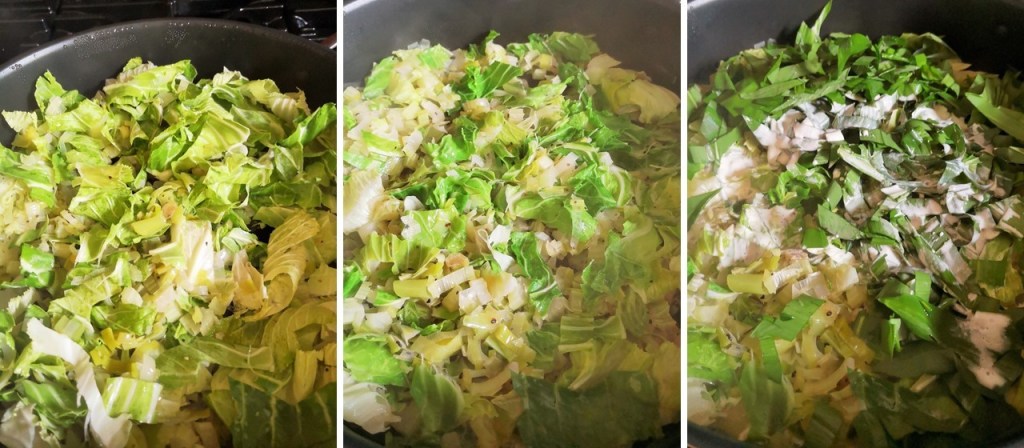 Adding_cauliflower_leaves_and_wild_garlic_to_sauce_base