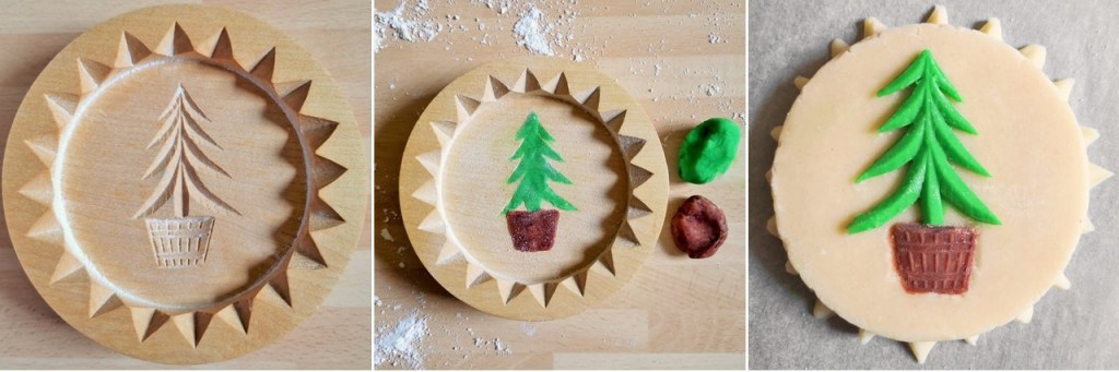 Steps_showing_how_to_make_the_Christmas_tree_motif_in_a_traditional_shortbread_mould
