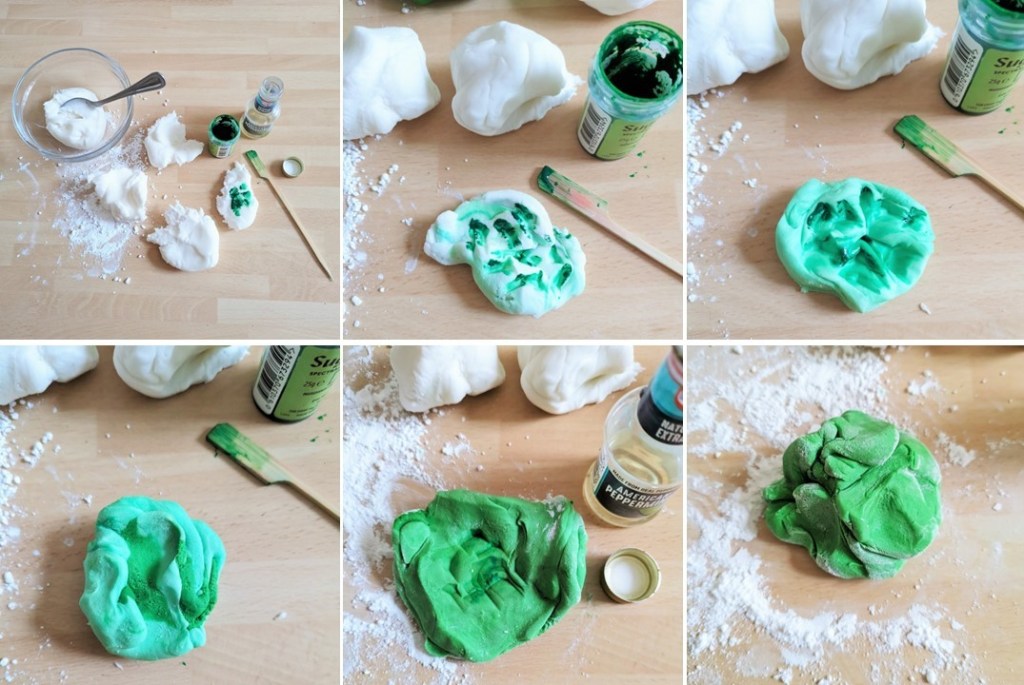 Colouring_and_flavouring_icing_with_green_food_colouring_and_peppermint_extract