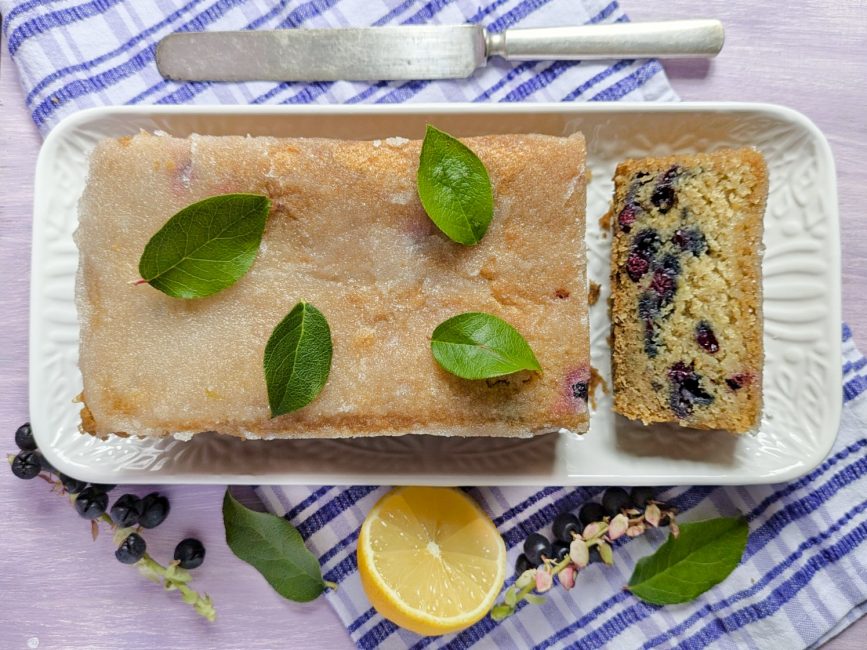 Gluten-free_dairy-free_vegan_lemon_crusted_Salal_berry_loaf_cake
